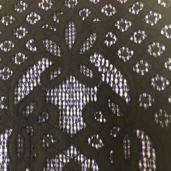 English Factory Gingham and Black Crochet Skirt - Picture 2 of 6